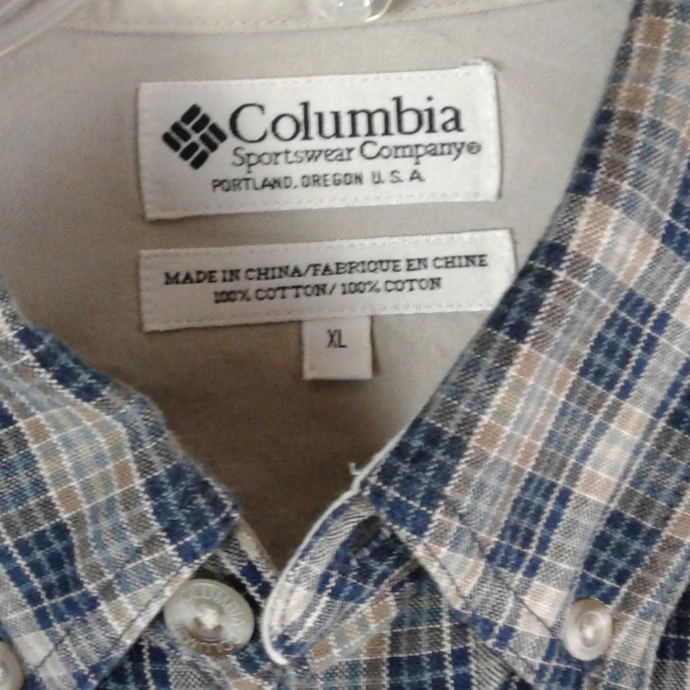 Columbia plaid long sleeve Button Up shirt men size Xl Gray/Blue - Picture 4 of 4